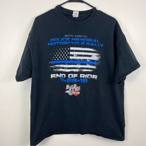 Police Memorial Rally Biker Tshirt Black  XL LEO Law Enforcement 20th Annual
